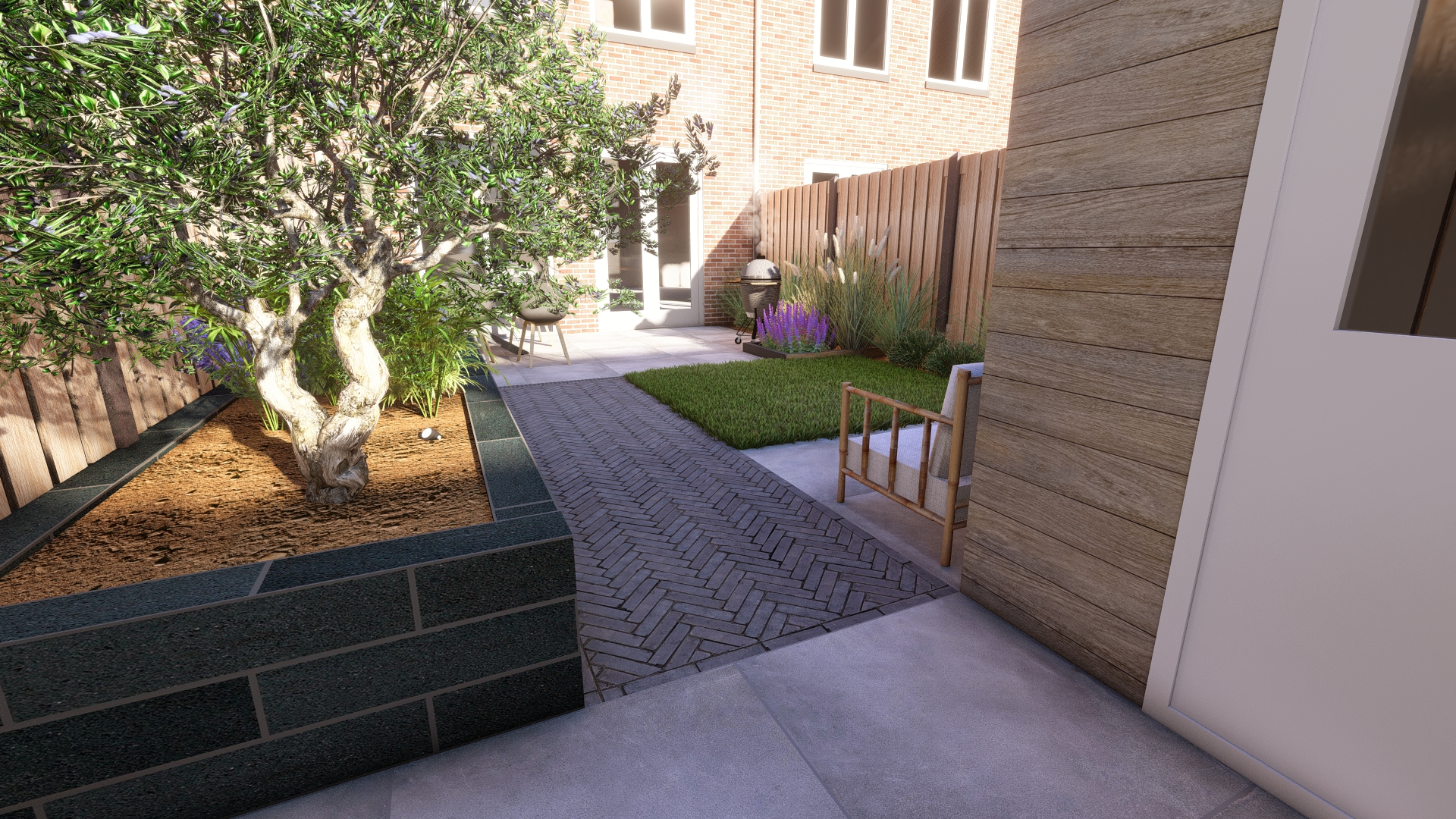 keperverband klinkers moderne tuin