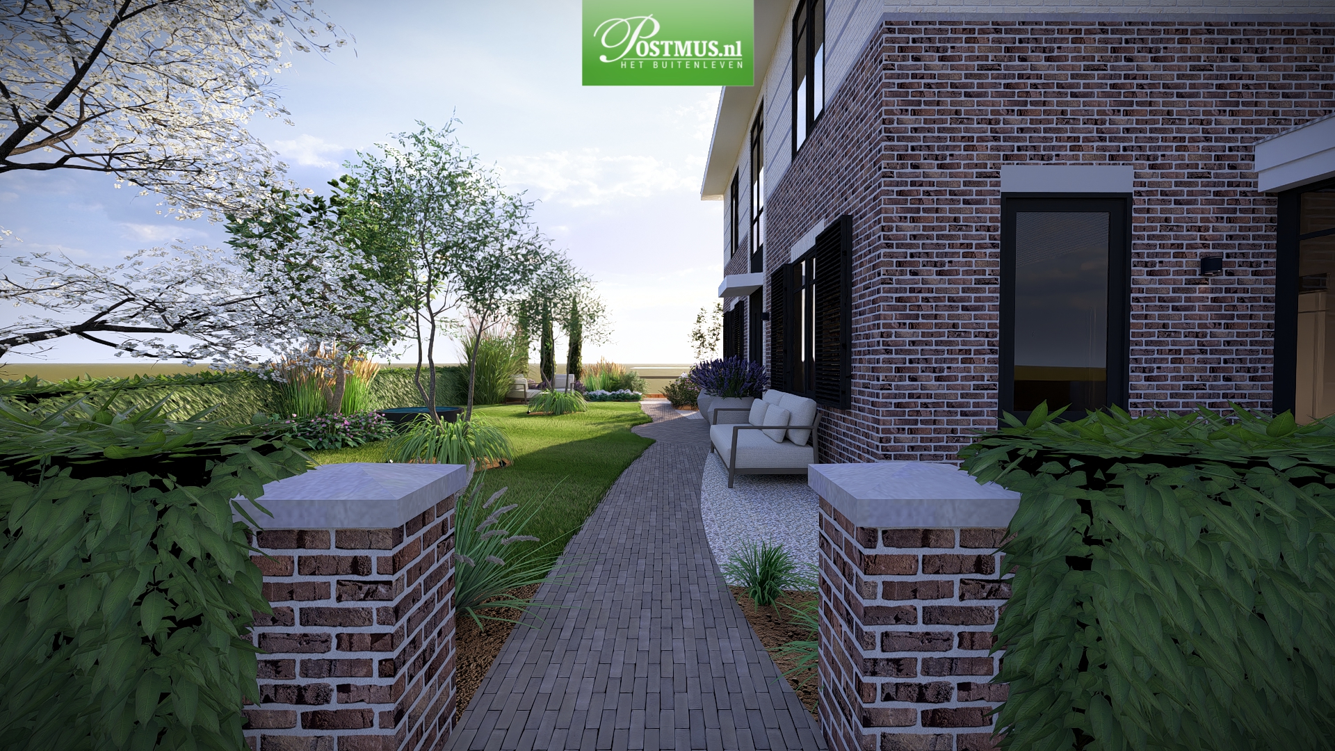 halfsteensverband klinkers tuinbestrating