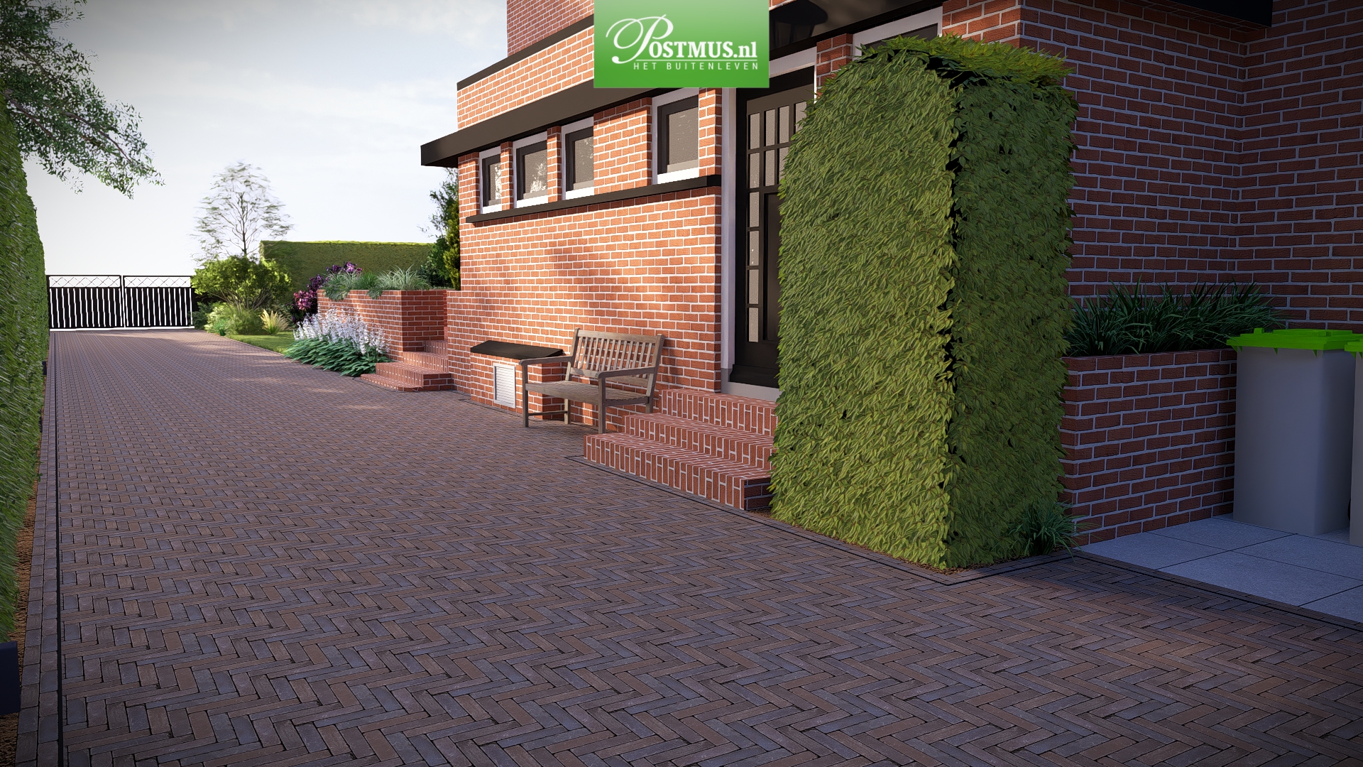 elleboogverband legpatroon waaltjes in tuin