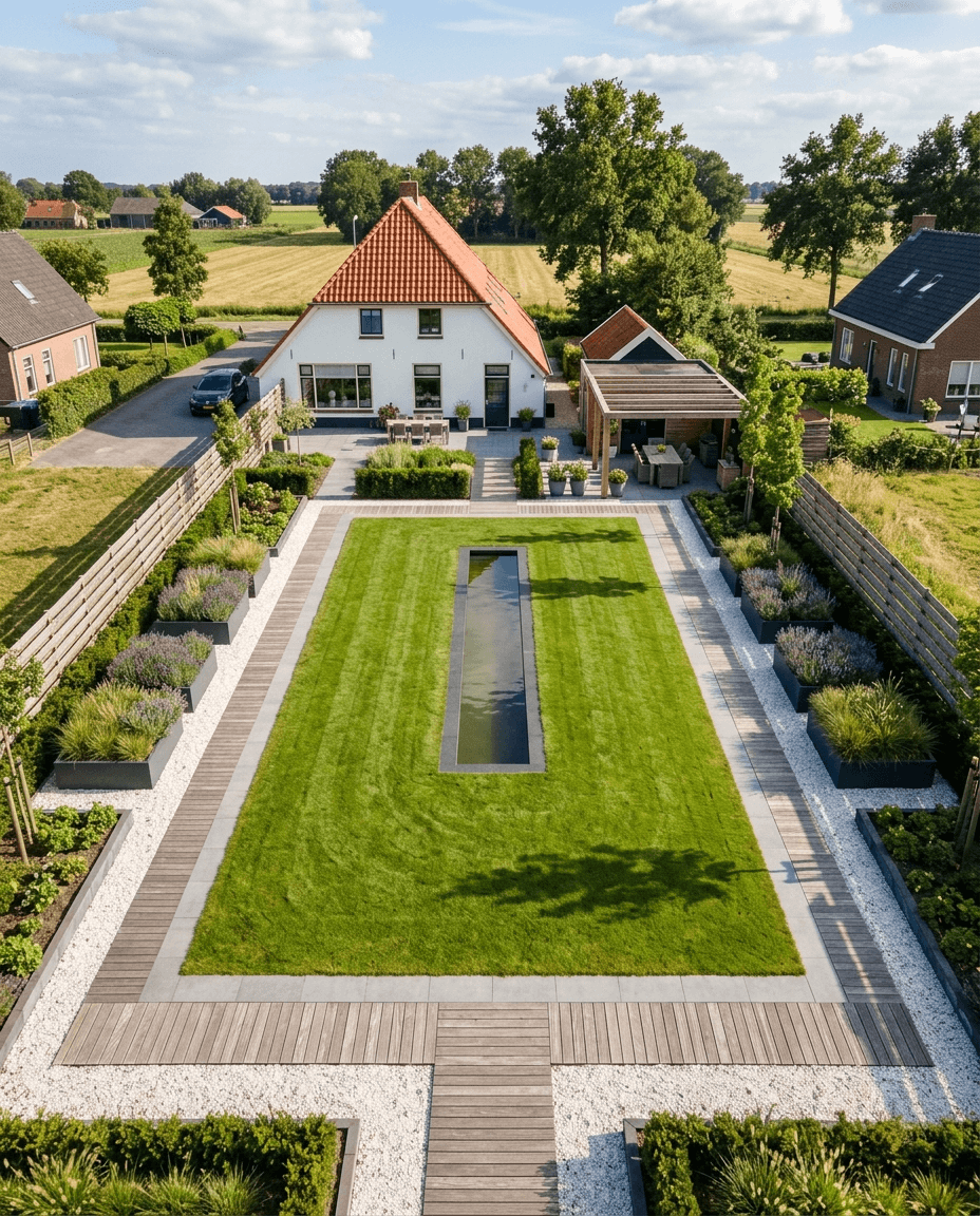 exclusieve uitgestrekte tuin
