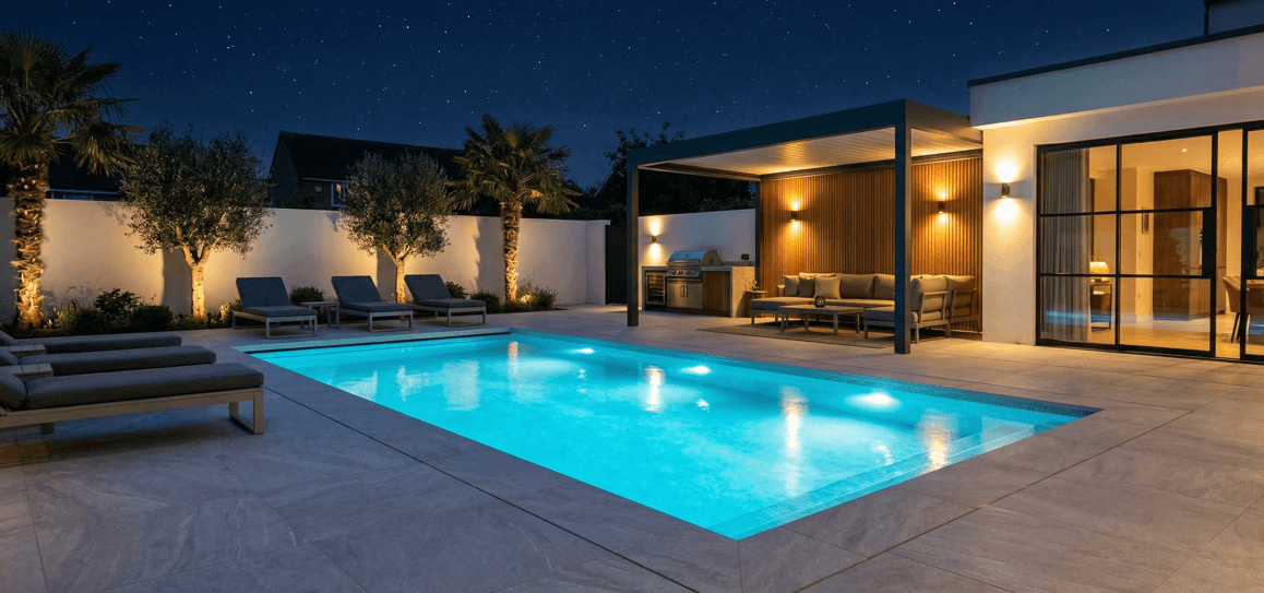 exclusieve tuin met zwembad