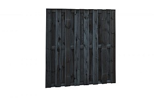 Naaldhout geschaafd plankenscherm 18-planks 15 mm, 180 x 180 cm, recht, geïmpregneerd en zwart gedom