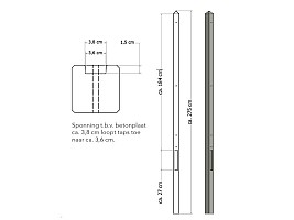 Lichtgewicht betonpaal met diamantkop ongecoat 8,5x8,5x275 cm, eindpaal, grijs.*