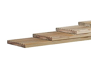 Grenen enkelzijdig geprofileerd dekdeel, 2,8 x 14,5 x 400 cm, groen geïmpregneerd.*