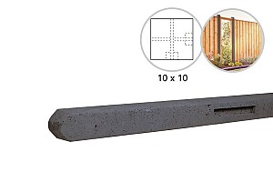 Betonpaal stampbeton 10 x 10 x 280 cm, antraciet hoekpaal t.b.v. recht scherm.*