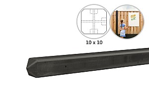 Betonpaal met diamantkop t.b.v. betonplaten met motief 10 x 10 x 275 cm, antraciet zonder coating T-