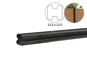Betonpaal met sleuf en platte kop t.b.v. schutting 11,5 x 11,5 x 277 cm, antraciet tussenpaal, gecoa