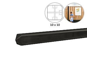 Betonpaal met diamantkop t.b.v. betonplaten met motief 10 x 10 x 275 cm, antraciet gecoat t-paal.*