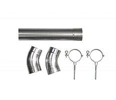 Hemelwaterafvoer verzinkt Ø 8 cm, 275 cm lang. Incl. 2 klemmen, 2 bochten en bevestigingsmaterialen.