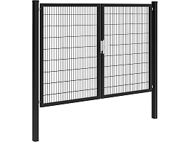 Hillfence metalen dubbele poort Premium-line inclusief slot, 300 x 180 cm, zwart.*