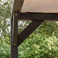 Vuren pergola houtpakket 300 x 400 cm t.b.v. strakdoek 292 x 392 cm, zwart gedompeld.*