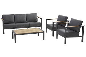 Ginger living 3 s-bench + 2 living chairs Anthracite with cushions Anthracite - Openingsactie OP=OP