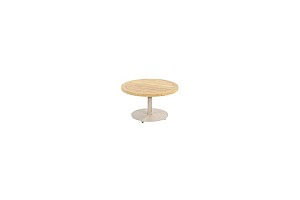 4 Seasons Outdoor Volta teak bijzettafel centrale poot latte 60 cm. Ø (H 35) OP=OP