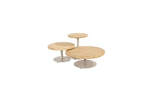 4 Seasons Outdoor Volta teak bijzettafel centrale poot latte 45 cm. Ø (H 55) OP=OP