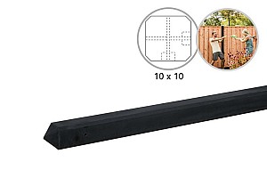 Betonpaal glad met diamantkop 10 x 10 x 310 cm, antraciet gecoat, hoekpaal t.b.v. 2 betonplaten.*