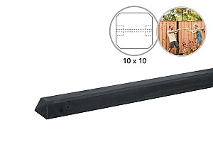 Betonpaal glad met diamantkop 10 x 10 x 310 cm, antraciet ongecoat, tussenpaal t.b.v. 2 betonplaten.
