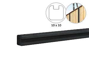 Betonpaal glad met vellingkant, v.z.v. sleuf, 10 x 10 x 270 cm, antraciet, ongecoat, eindpaal.*