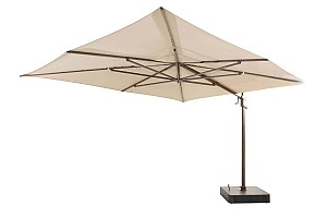 4 Seasons Outdoor Finca zweefparasol 400 x 300 cm. zand met woodlook frame OP=OP