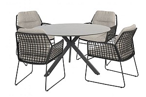Taste by 4 Seasons Outdoor Rhodos dining set met Locarno eettafel antraciet 130cm - Niet meer leverb