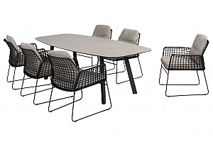Taste by 4 Seasons Outdoor Rhodos dining set met Manolo eettafel antraciet 240x103cm - Niet meer lev