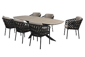 Taste by 4 Seasons Outdoor Albareto dining set met Prado eettafel 240x105cm (Anthraciet)