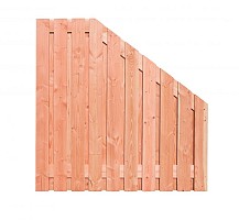 Douglas geschaafd plankenscherm 21-planks 16 mm, 180 x 180-90 cm t.b.v. betonsysteem, recht aflopend