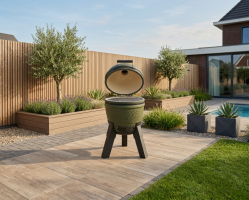 Kamado green incl. pedestal - incl. aluminium black legs (no wheels, no side-tables)