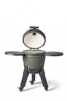 Kamado green incl. pedestal & side-table - incl. aluminium black legs (incl. wheels)