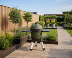 Kamado green incl. pedestal & side-table - incl. aluminium marble-look legs (incl. wheels)