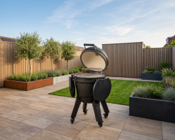 Kamado black incl. pedestal & side-table - incl. aluminium black legs (incl. wheels)