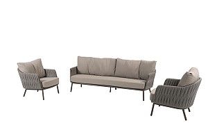 Cannes loungeset: 3-zits loungebank + 2x loungestoel | Taste 4SO