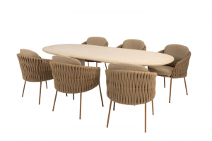 4 Seasons Outdoor Molina dining set Amber met Hampton eettafel ovaal verwacht eind augustus