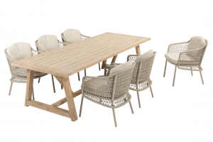 4 Seasons Outdoor Puccini dining set met Noah eettafel Teak - Niet meer leverbaar