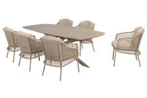 4 Seasons Outdoor Puccini dining set met Prado eettafel Latte