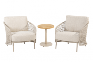 Puccini bistro loungeset met Volta bijzettafel Latte | 4 Seasons Outdoor