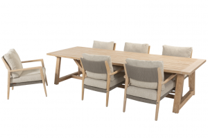 4 Seasons Outdoor Julia low dining set met Noah low dining tafel Teak OP=OP