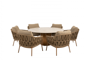 4 Seasons Outdoor Biarritz low dining set met Colorado low dining tafel Amber