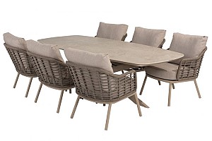 Taste by 4 Seasons Outdoor Puglia low dining set met Nevada eettafel Latte - Niet meer leverbaar