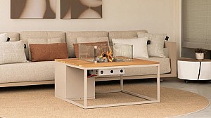 Cosiloft 100 sandy beige frame / teak top