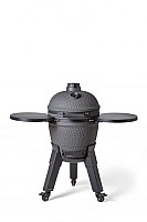 Kamado charcoal grey incl. pedestal & side-table - incl. aluminium black legs (incl. wheels)