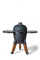 Kamado royal blue incl. pedestal & side-table - incl. aluminium wood-look legs (incl. wheels)