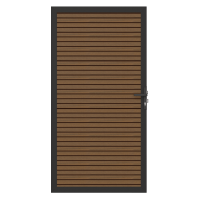 NewTechWood co-extrusie composiet deur in aluminium frame, horizontaal triple, 100 x 195 cm, Teak/zw
