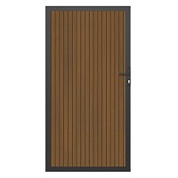 NewTechWood Co-extrusie composiet deur in aluminium frame, verticaal triple, 100 x 195 cm, Teak.