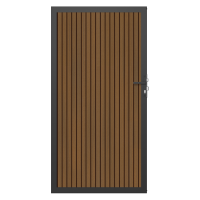 NewTechWood co-extrusie composiet deur in aluminium frame, verticaal triple, 100 x 195 cm, Teak/zwar