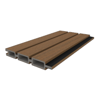 NewTechWood co-extrusie composiet Triple Rhombus schermplank, 2,1 x 16 x 180 cm, Teak/zwart.