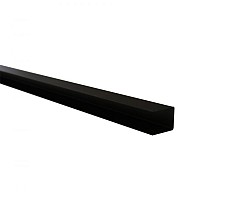 Stalen eindprofiel met structuur poedercoating t.b.v. H-gleufpaal, 3,4 x 3,7 x 200 cm, zwart RAL9005