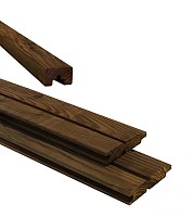 Douglas plankenscherm 2 zijdig dubbel rhombus profiel inclusief afdekkap, 187 x 224 cm, bruin geimpr