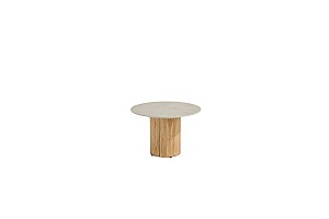 Taste by 4 Seasons Outdoor Enna salontafel rustic teak met keramisch tafelblad sabbia panna 60 cm Ø 