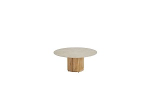 Taste by 4 Seasons Outdoor Enna salontafel rustic teak met keramisch tafelblad sabbia panna 80 cm Ø 