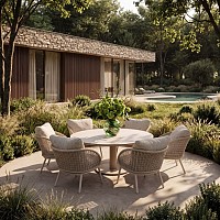 Taste by 4 Seasons Outdoor Wave low dining set linen
